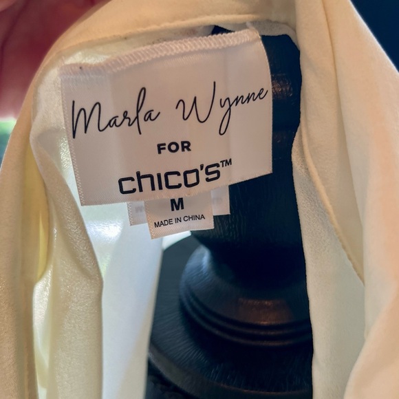 Chico's by Marla Wynne Chiffon Ivory Long Tie-Front Tunic/Duster Size M EUC - Picture 5 of 12